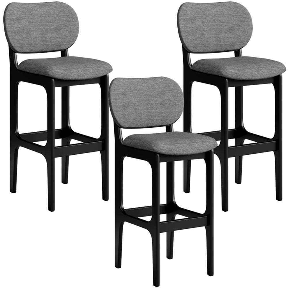 Kit 3 Banquetas Alta Cozinha Betta L02 Preto Cinza Escuro