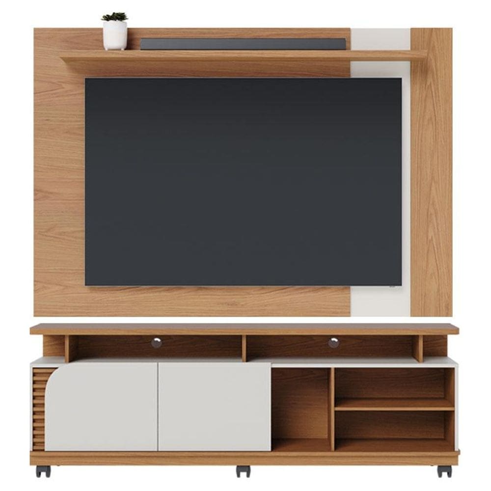 Rack Bancada Jurerê 1.8 com Painel Suspenso Extensivo Leme Freijó Off White Matte  - Colibri