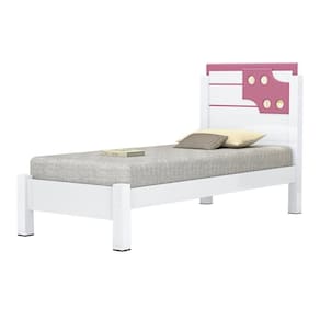 Cama Luíza Solteiro Branco Rosa