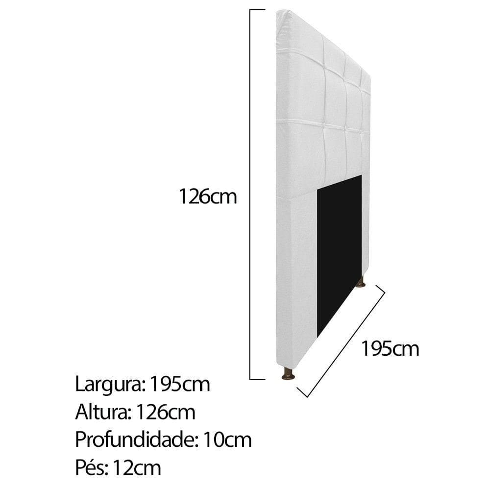Cabeceira E Calçadeira Baú Mel 195 Cm King Size Com Capitonê Corano Branco
