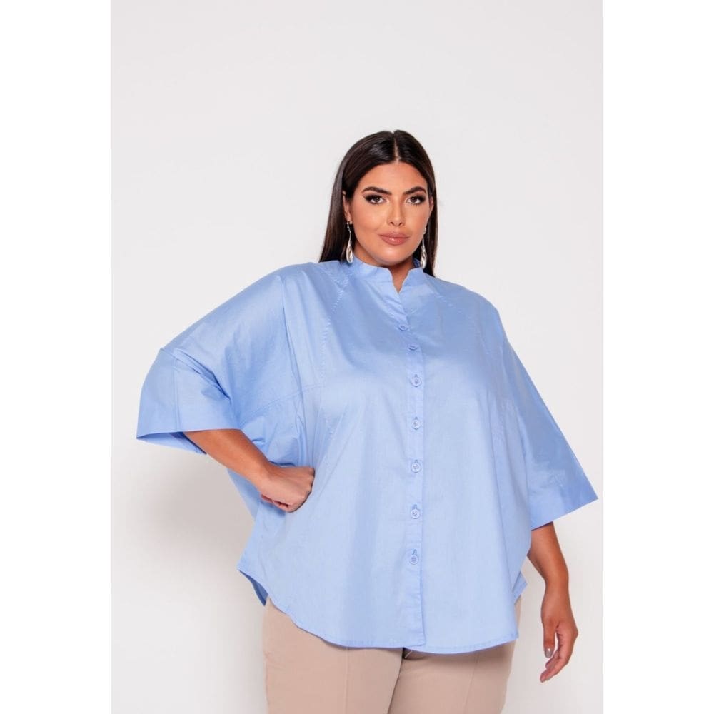Camisa Feminina Plus Size Oversized Tricoline