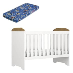 Berço Americano Mini Cama Mel Branco Acetinado Amadeirado com Colchão Ortobom - Carolina