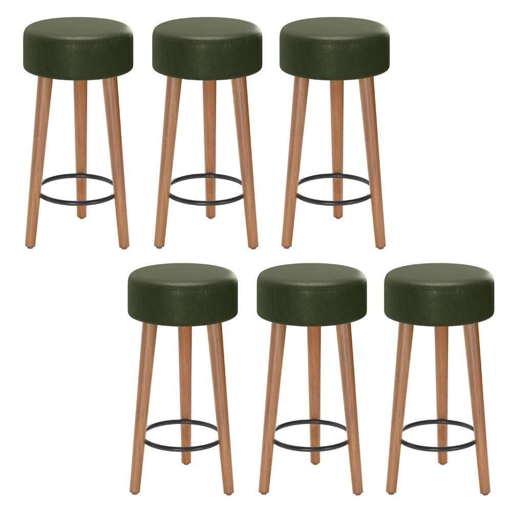 Kit 06 Banquetas Baixa Cozinha Paris D-33 Verde