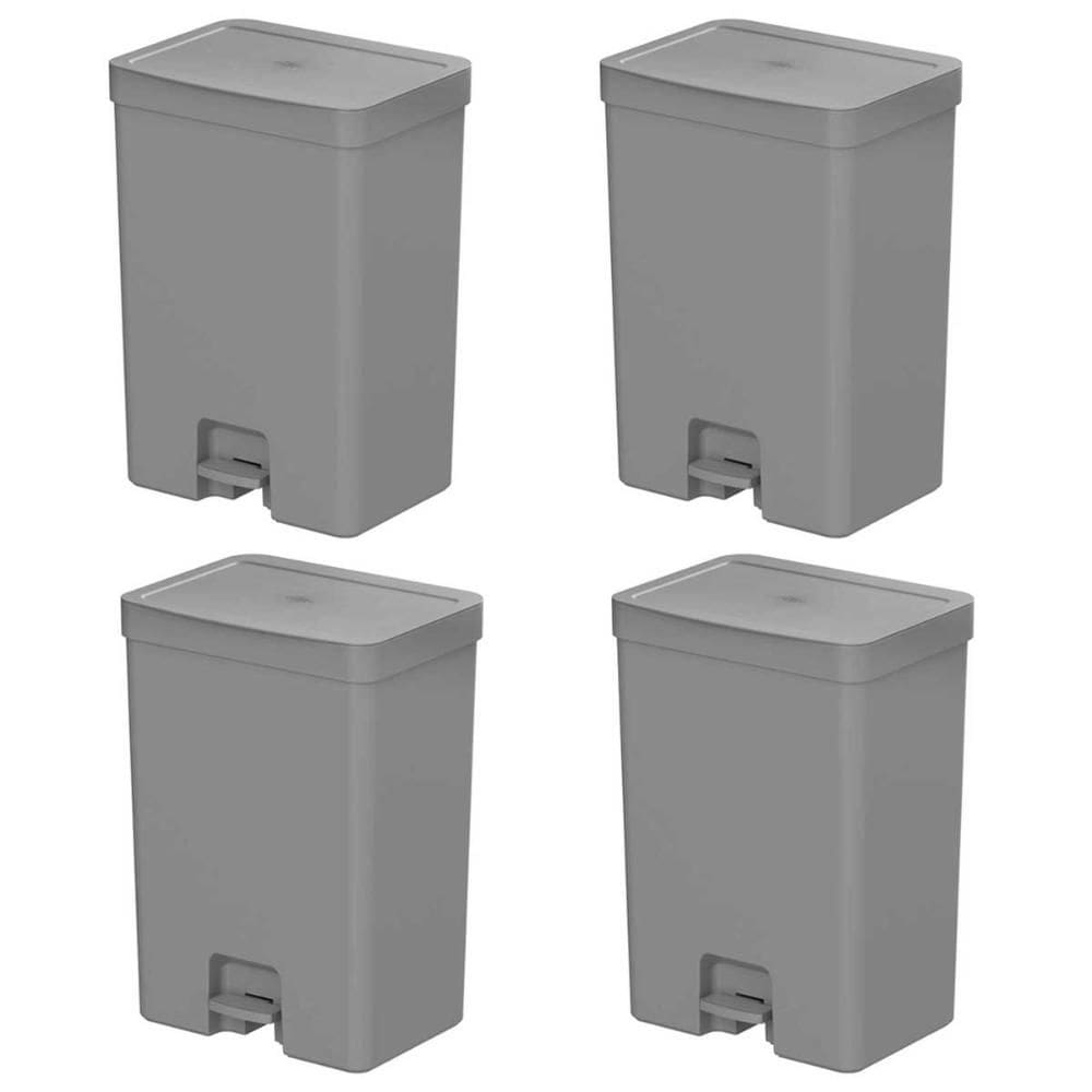 4x Lixeira de Banheiro com Pedal 12 Litros OU Trium Cinza