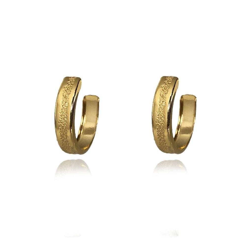 Brinco Argola Trabalhada Folheado Em Ouro18K