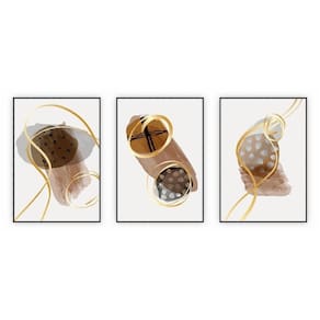 Kit Com 3 Quadros Decorativos Abstratos Com Moldura Para Sala Quarto Escritório 72x102 Abstrato 005