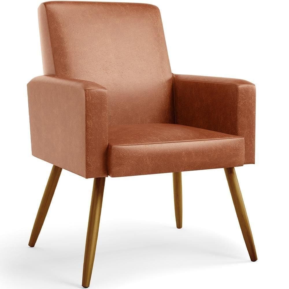 Poltrona Para Sala De Estar Maria W01 Pés Palito Camel