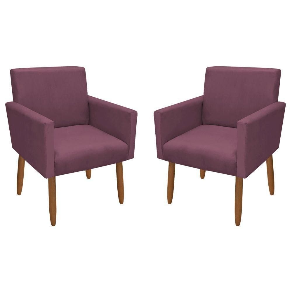 Kit 2 Poltronas Decorativa Nina Veludo Lilas