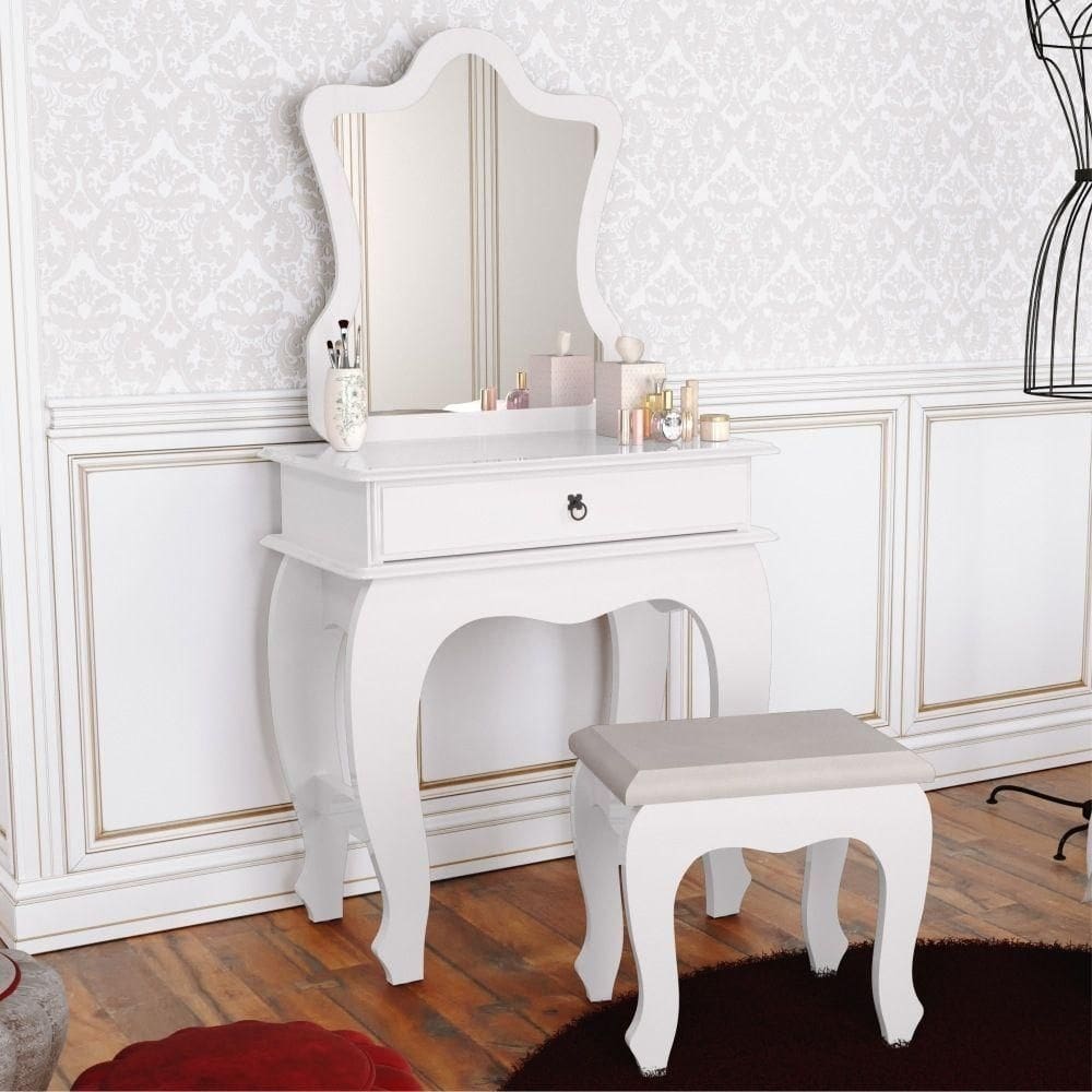Penteadeira Com Banqueta Laila Luxo Infantil Branco