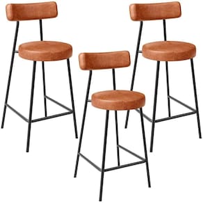 Kit 03 Banquetas Baixa Para Cozinha Sala De Jantar Bar Bancada Milão L02 Couríssimo Camel