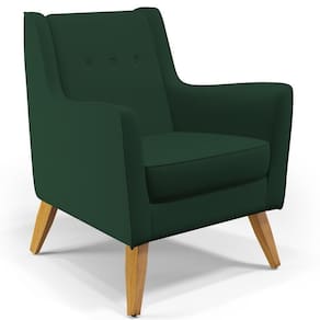 Poltrona Com Pés De Madeira Taroba Veludo Verde Musgo C-303