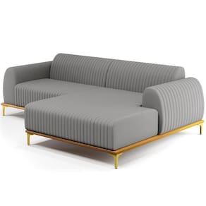 Sofá 6 Lugares Com Chaise Molino 350cm Cinza Escuro C-416
