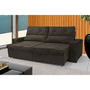 Sofá Retrátil E Reclinável 230 Cm Alaska Veludo Tabaco