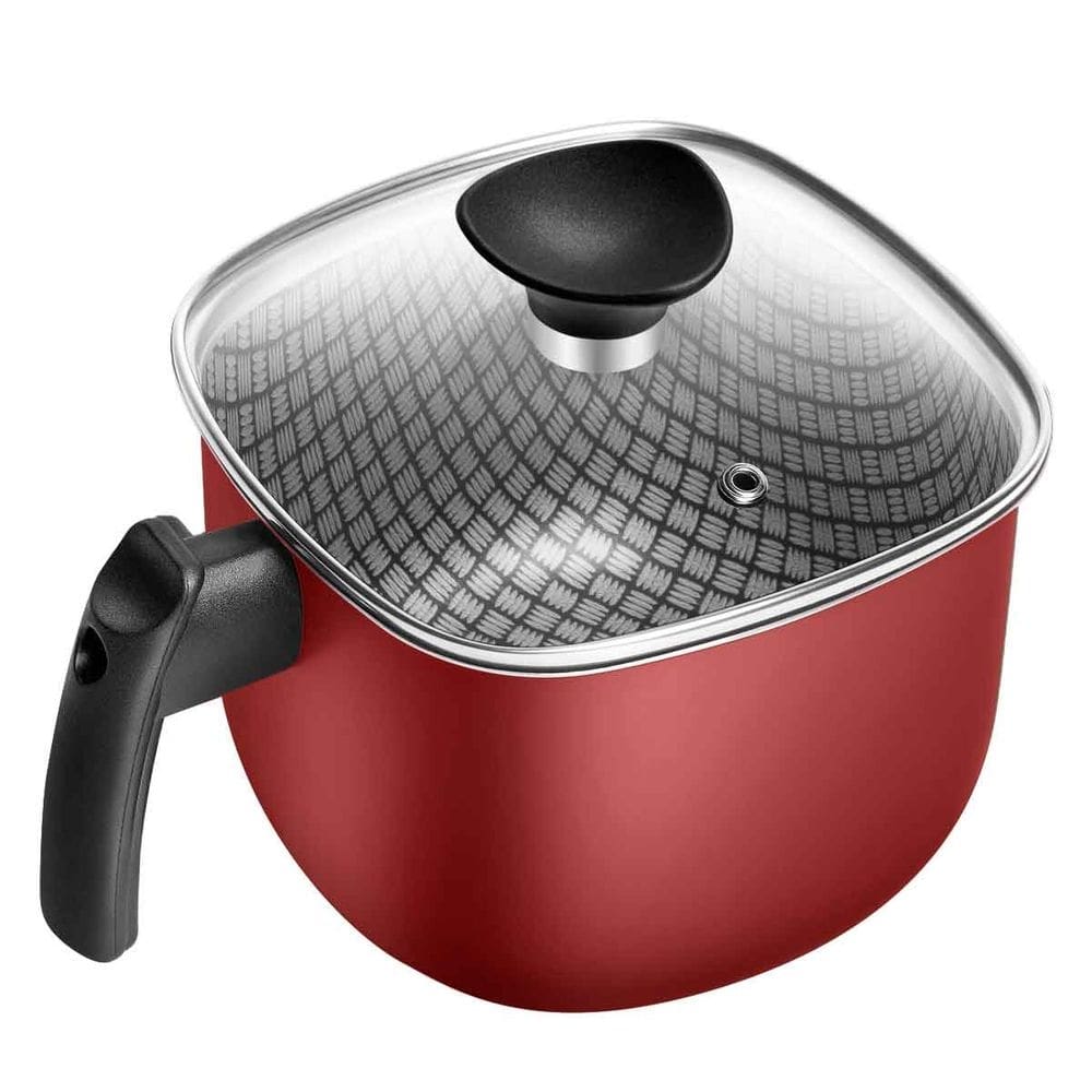 Fervedor Caneco Antiaderente Quadrado Masterflon Moderno Com Tampa De Vidro Patolux