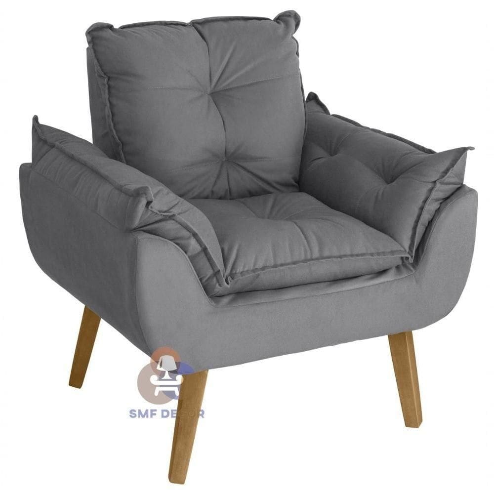 Poltrona Decorativa Opala Cinza Smf Dedor