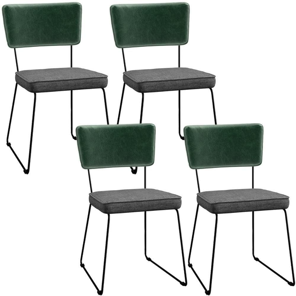 Kit 04 Cadeiras L02 Facto Verde Musgo Linho Cinza Escuro
