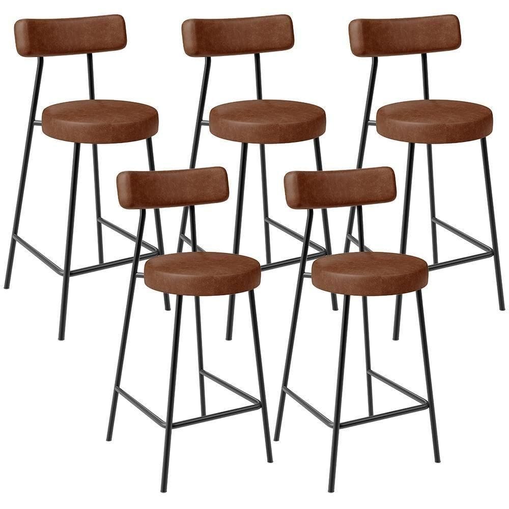 Kit 05 Banquetas Baixa Para Cozinha Sala De Jantar Bancada Milão L02 Couríssimo Marrom