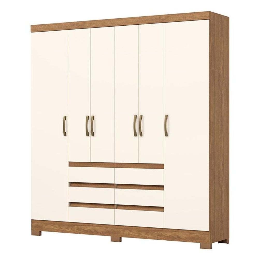Guarda Roupa Casal B355 Nature Off White Henn - Briz Móveis