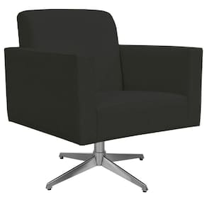 Poltrona Com Base Giratória Para Sala De Estar Suede Preto