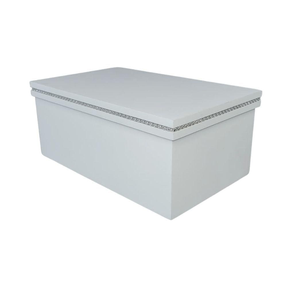 Caixa Personalizada Para Duas Canecas Deitadas Com Strass (25x15x10,5) Branco