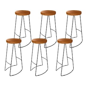Kit 6 Banquetas Altas Industrial Madeira Maciça Peroba Rosa