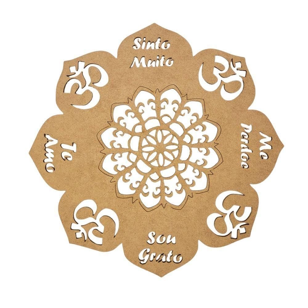 Enfeite Mandala Sou Grato, Te Amo, Sinto Muito, Me Perdoe- Cru 30x30