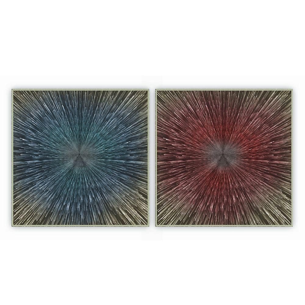 Kit Com 2 Quadros Decorativos Abstratos Com Moldura Para Sala Quarto Escritório 62x62 Abstrato 008