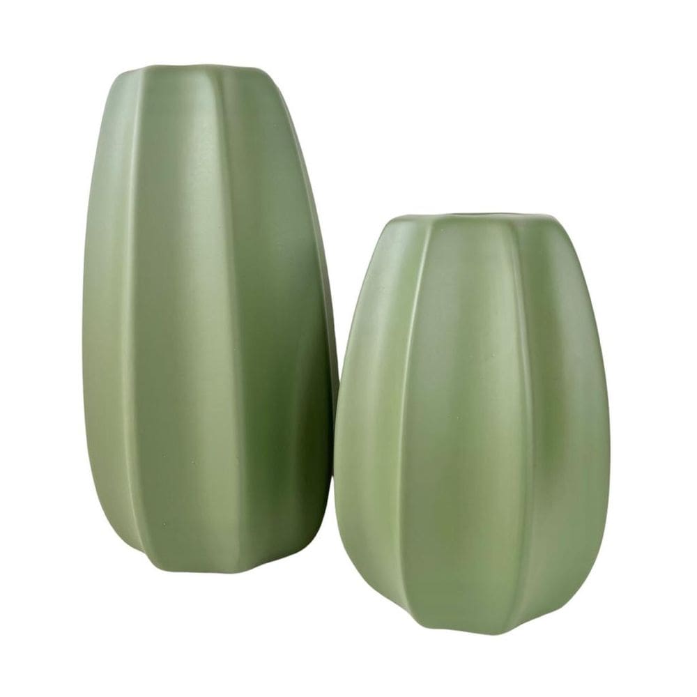 Dupla vaso centro de mesa grande médio alto relevo oliva