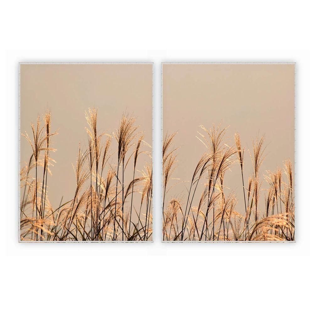 Kit Com 2 Quadros Decorativos Florais Com Moldura Para Sala Quarto Escritório 92x122 Floral 024