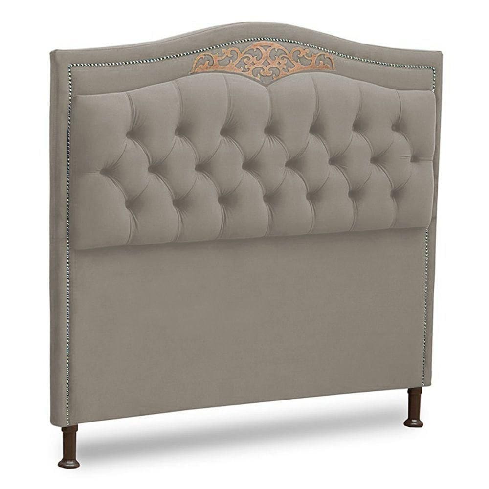 Cabeceira Estofada Box Casal Belize 140cm Veludo Marfim