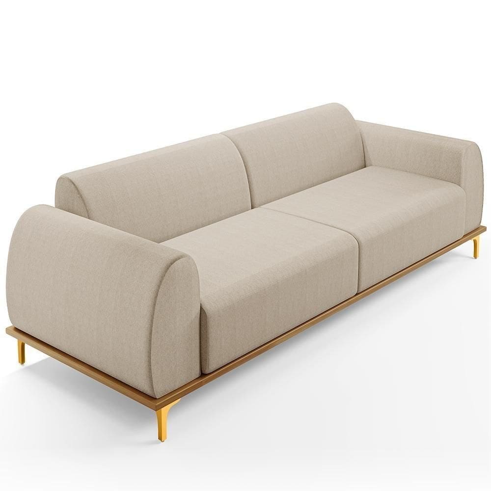 Sofá 03 Lugares Para Sala De Estar Kiev 230 Cm Bege C-107