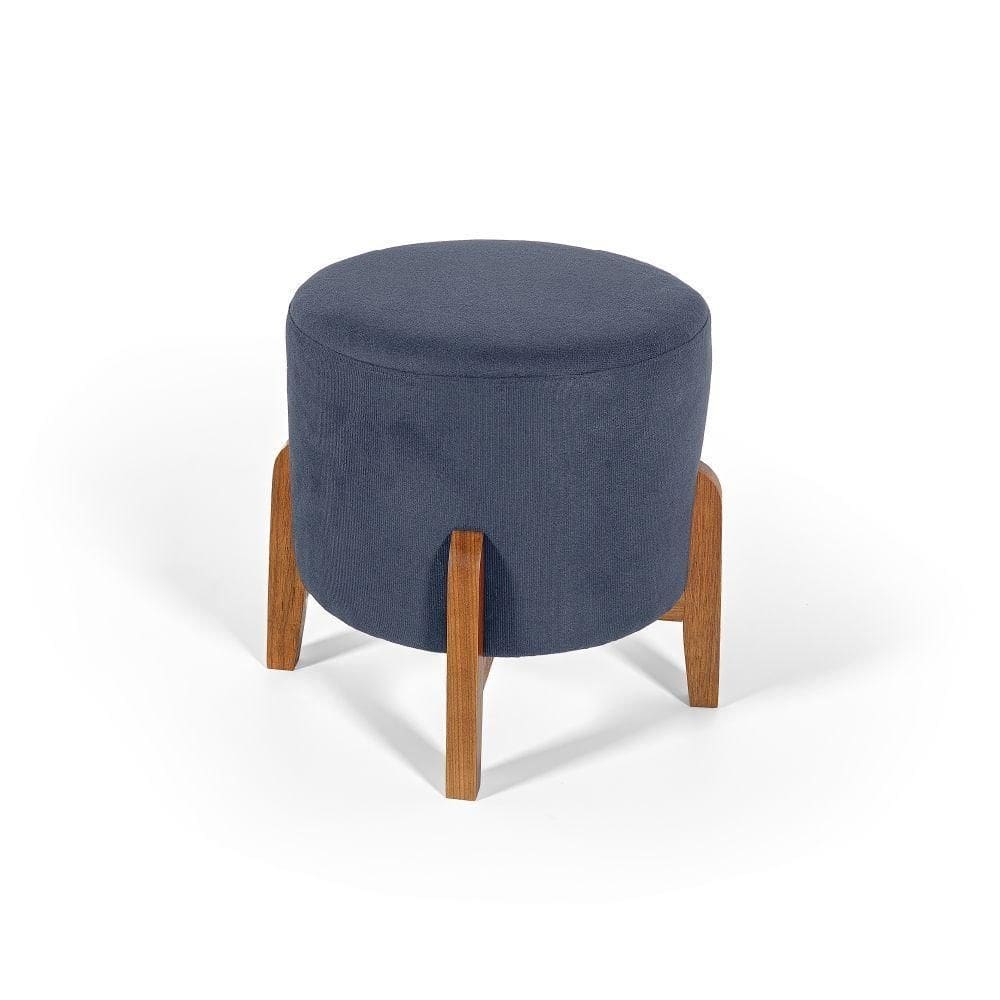Puff Estofado Redondo Berlim Azul