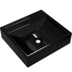 Cuba De Apoio Quadrada Para Banheiro Lavabo C01 Q39W Preto