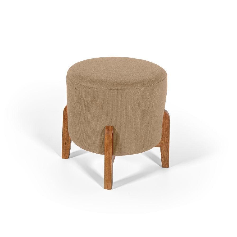 Puff Estofado Redondo Berlim Bege