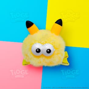 Monstrinho Bolinha de Pelúcia Pequeno Presilha Cabelo Maluco Bichinho Olhos Grandes Fofo Engraçado Pikachu Amarelo