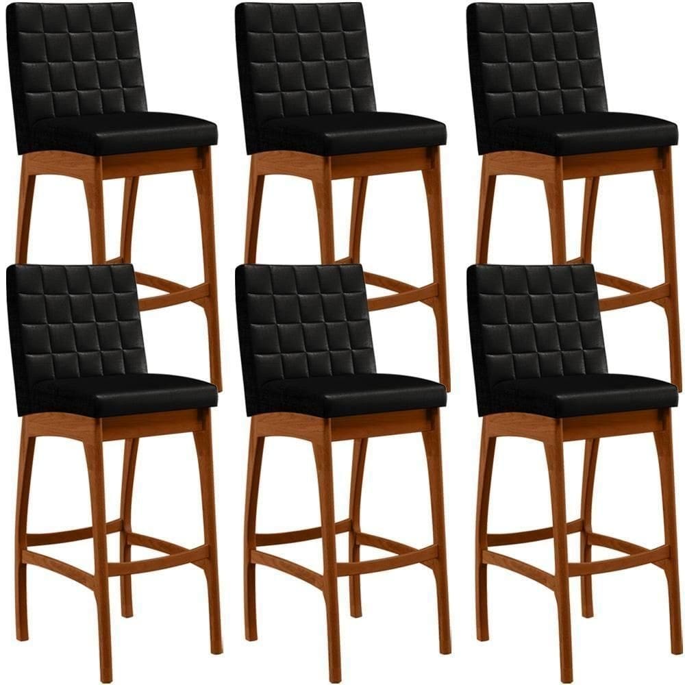 Kit 06 Banquetas Altas Mila Facto Preto