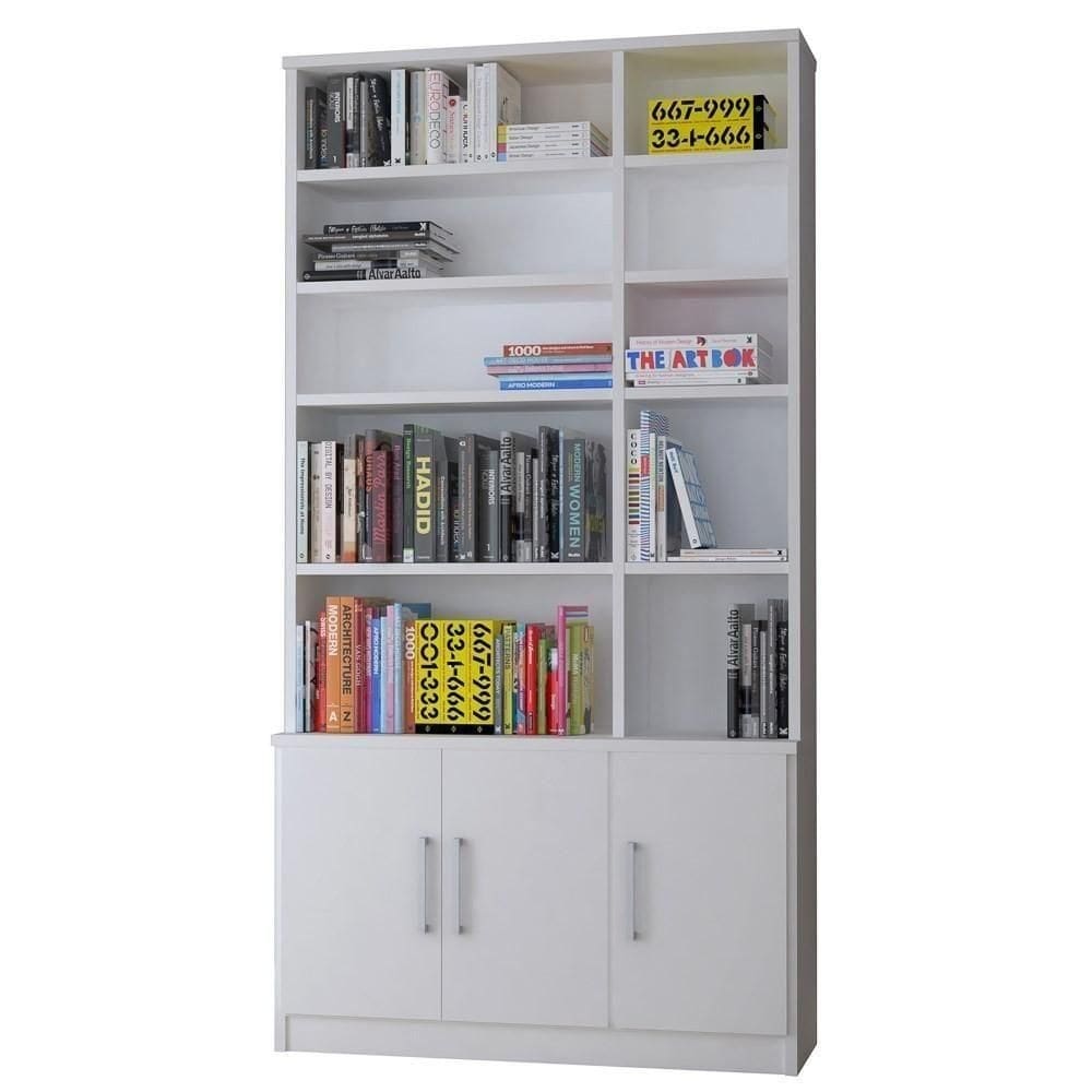 Estante Livreiro 3 Portas 5 Prateleiras Com Nichos Legend F04 Branco