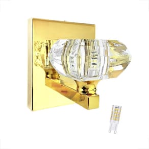 Arandela De Cristal K9 Dourado Cindy Cabeceira Bet40 + Led