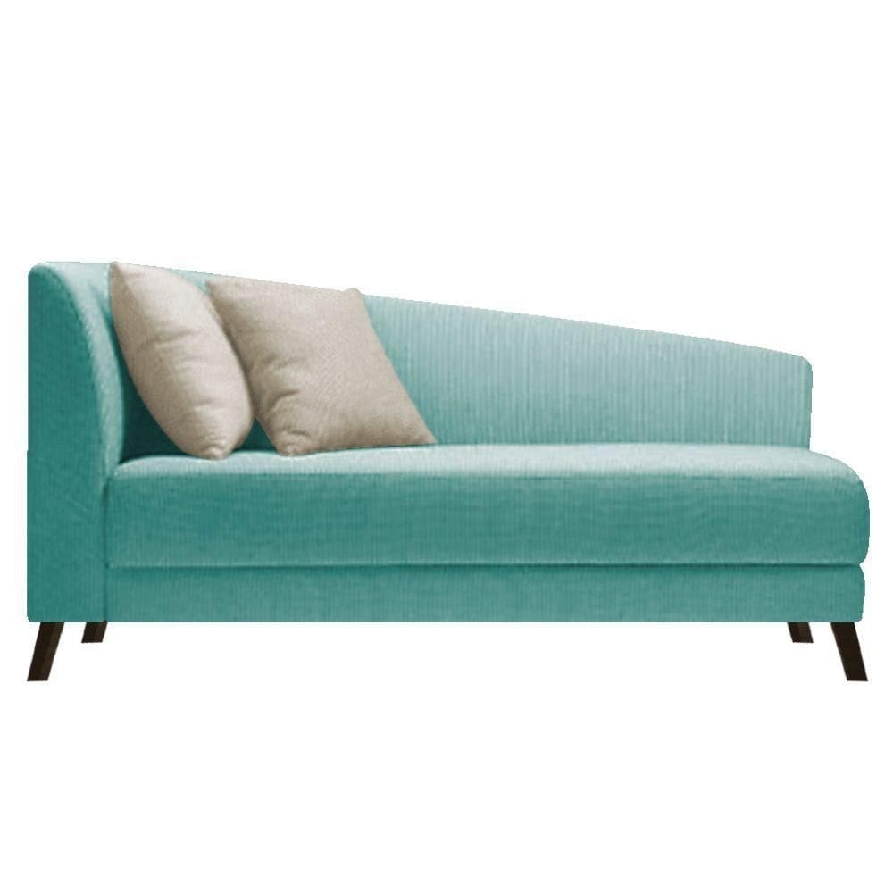 Recamier Heitor 140cm Com Almofada Lado Direito Suede Cor Azul Tiffany/bege