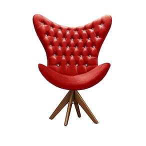 Poltrona Alice Egg Strass Cadeira Capitonê Giratória Recepção, Escritório Vermelho 100