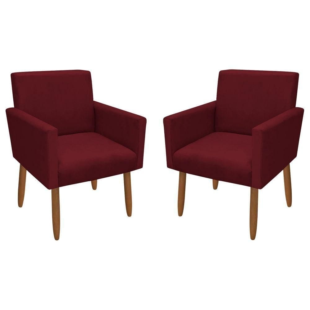 Kit 2 Poltronas Decorativa Nina Veludo Vermelho