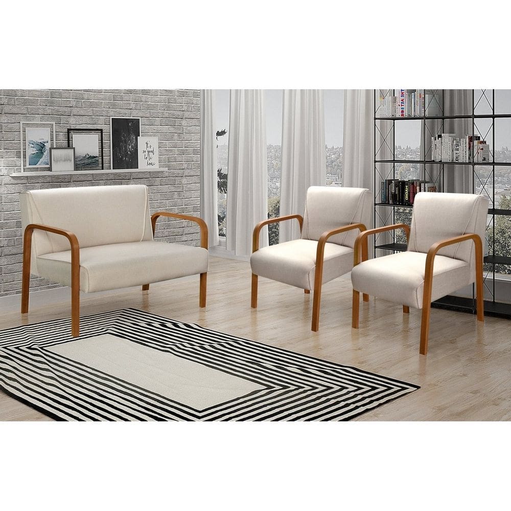 Conjunto Decorativo Anita Namoradeira + Poltronas Sala, Recepção Bege 140