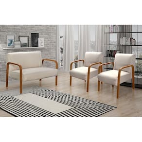 Conjunto Decorativo Anita Namoradeira + Poltronas Sala, Recepção Bege 140