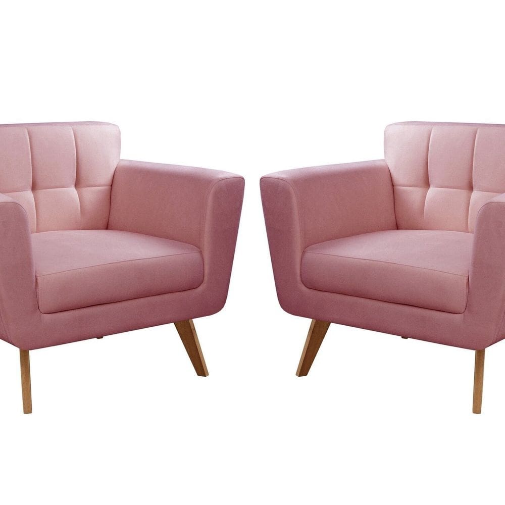 Kit 2 Poltronas Decorativas Bruna Sala de Estar Quarto Recepção Rosa