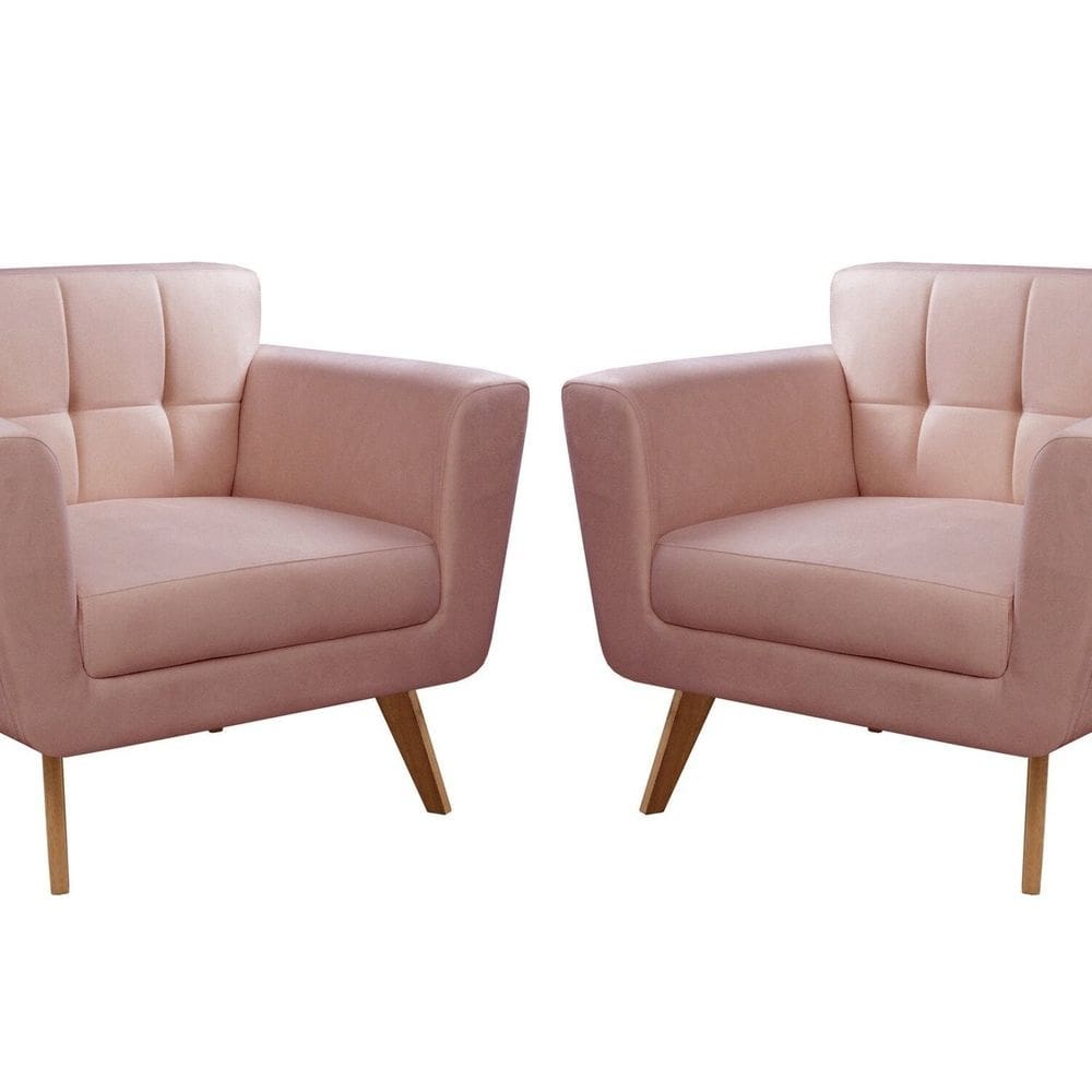 Kit 2 Poltronas Decorativas Bruna Sala de Estar Quarto Recepção Rose