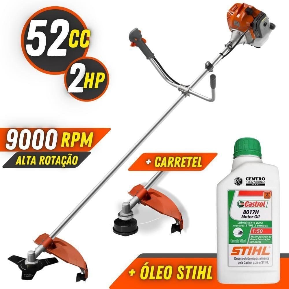 Roçadeira Tekna Rl520acn 52cc 2hp 9000rpm + óleo Stihl 2t