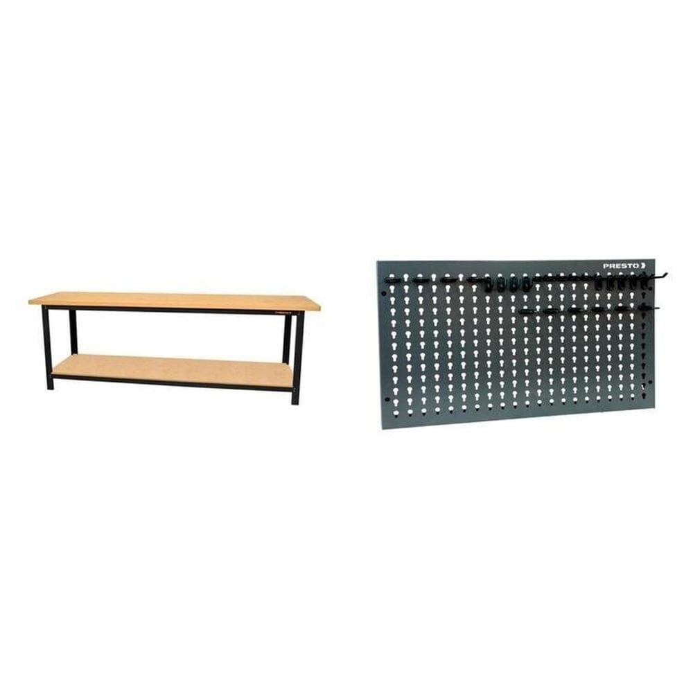 Conjunto de Organização Profissional 1 Bancada Aberta Cm 1 Painel para Ferramentas em Aço Presto Preto