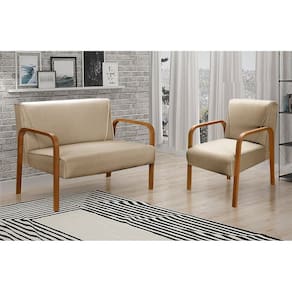 Conjunto Decorativo Anita Kit Namoradeira + Poltrona Sala, Recepção Marrom 150