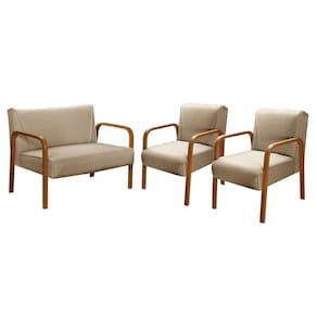 Conjunto Decorativo Anita Namoradeira + Poltronas Sala, Recepção Marrom Claro 150