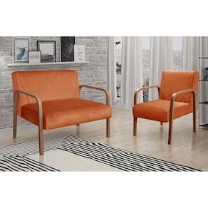 Conjunto Decorativo Anita Kit Namoradeira + Poltrona Sala, Recepção Terracota 400